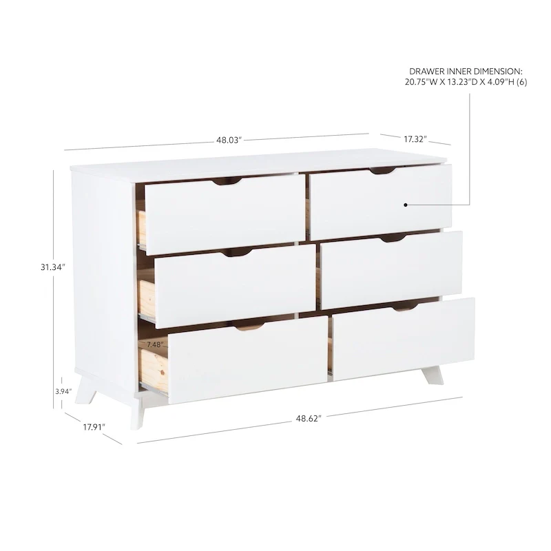 Purcell 4-Piece Bedroom Set with 6-Drawer Dresser and 2 Nightstands