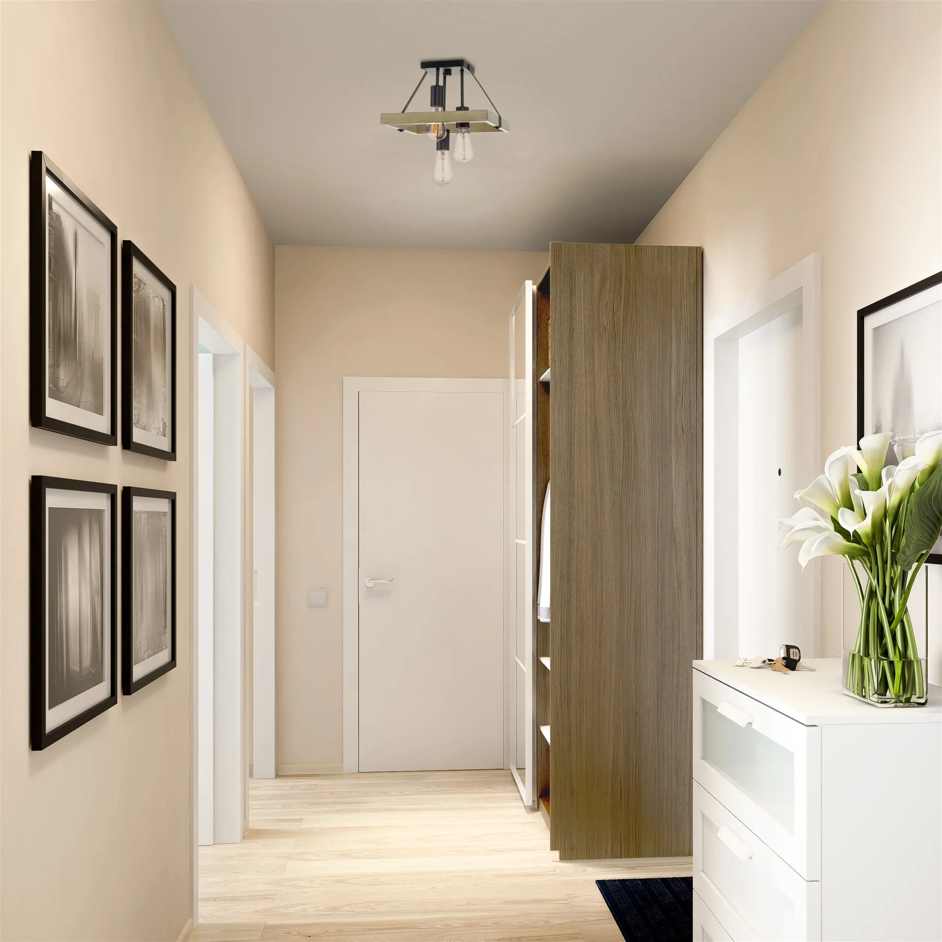 Powell 12 3-Light Rustic Farmhouse Flush Mount Ceiling Light