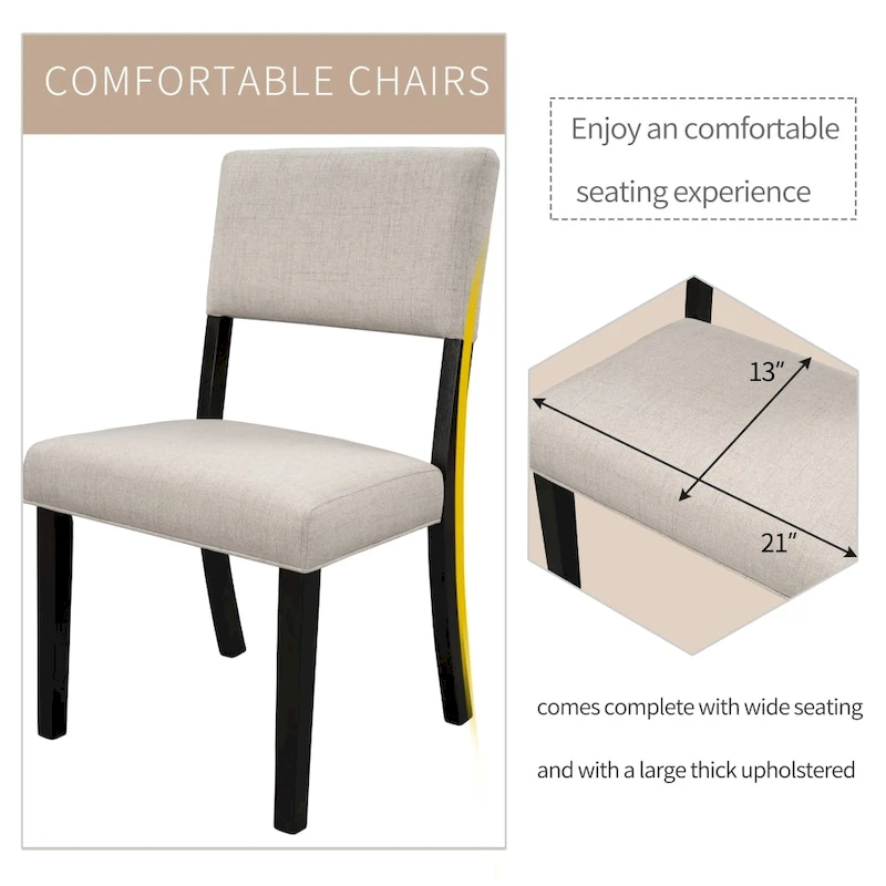 5-Piece Kitchen Dining Table Set with 4 Upholstered Chairs