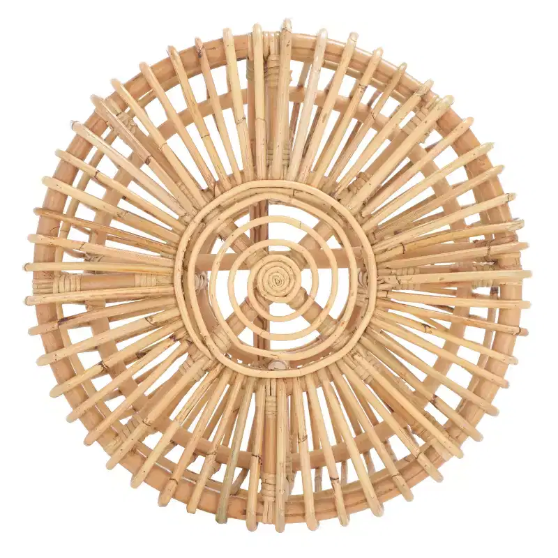 Round Rattan Accent Table, Black / Honey Natural, 1-Piece