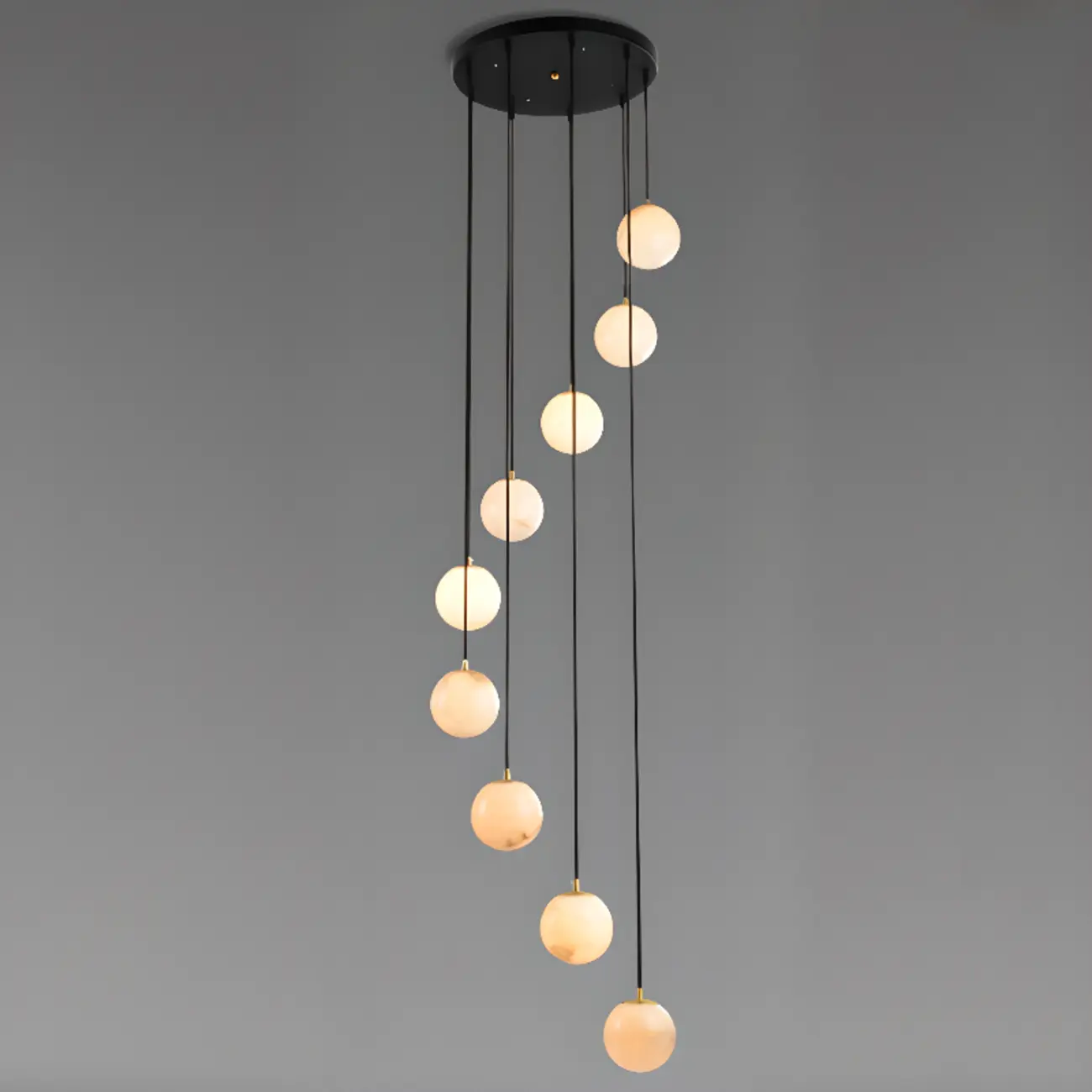 Adjustable Modern Stone Globe Rope Pendant Light