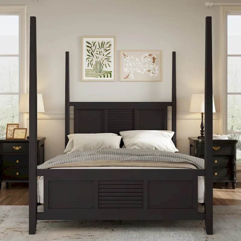 Queen Size Solid Pine Four Poster Bed with 75 Tall Four Poster Bed Frame