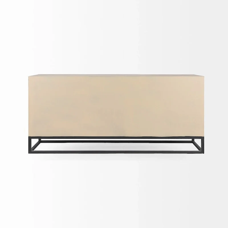 Genevieve II Gray Fir Veneer w/Gold Metal Frame Base 9 Drawer Sideboard