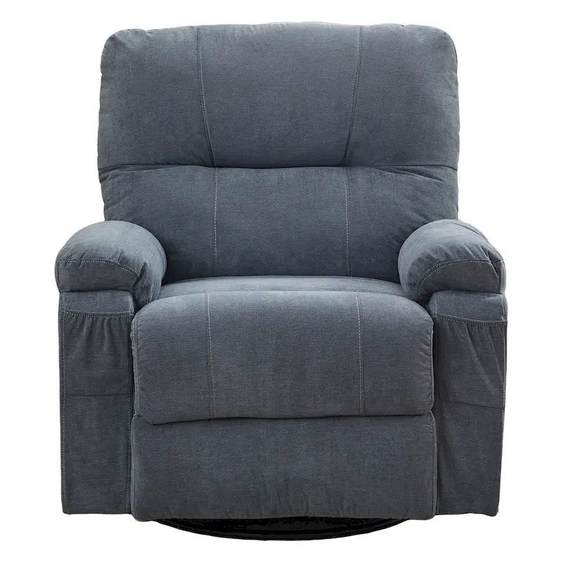 360 Linen Swivel Rocker Recliner with Side Pockets
