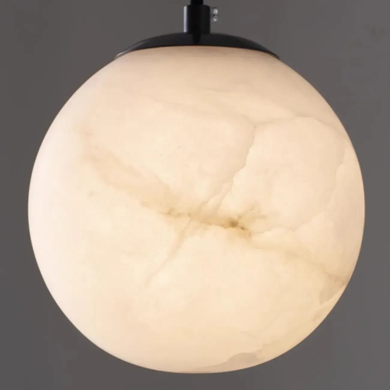 Modern Stone Globe Pendant Light Black Metal Hanging