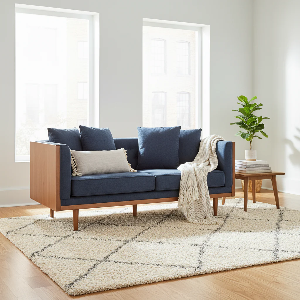 Tufted Loveseat with Accent Pillows
