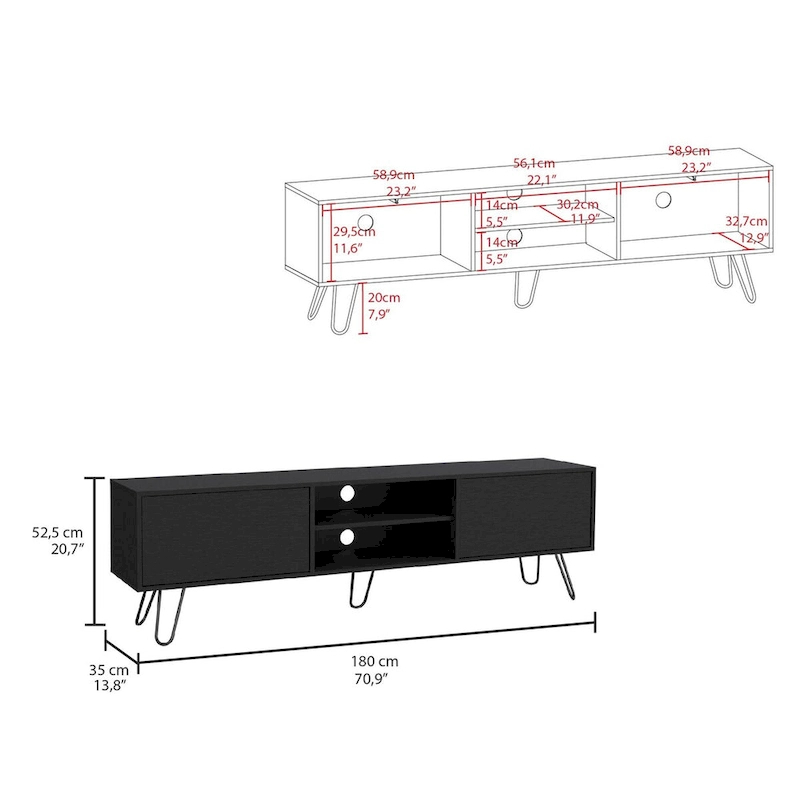 Vassel 2-Cabinet TV Stand Hairpin Legs
