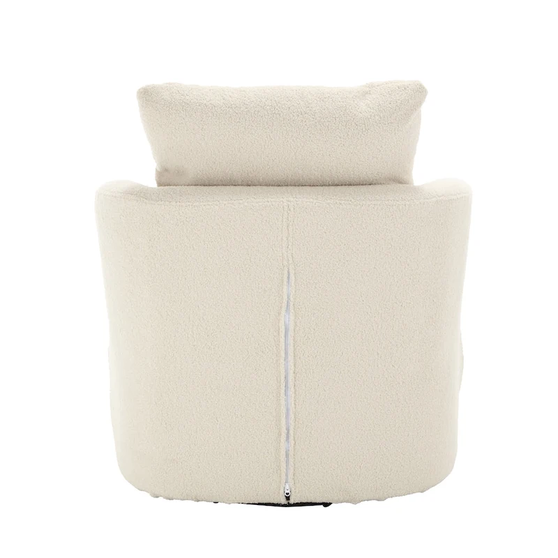 White Teddy 32.68 Upholstered 360 Swivel Barrel Chair with Metal Base