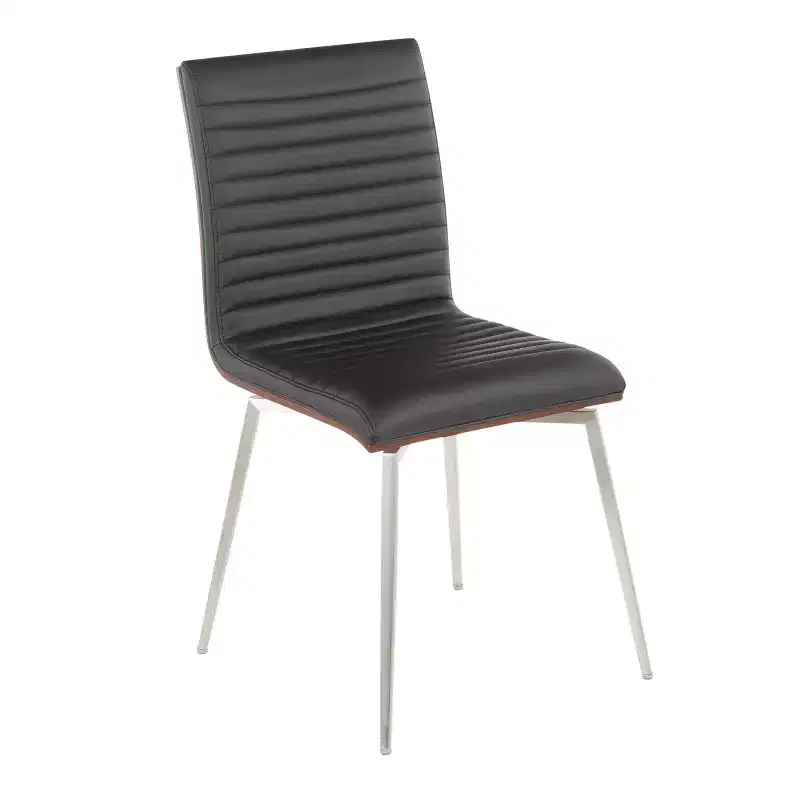 Set of 2 Mason Swivel Modern Walnut Wood Back Dining Chairs - Lumisource
