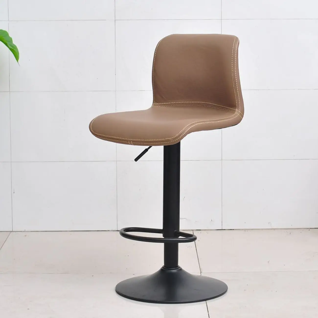 Leather Low Back Adjustable Swivel Sleek Bar Stools
