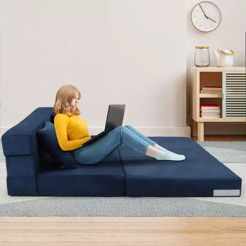Versatile Convertible Folding Sofa Bed - Double Size 4-in-1 Lazy Floor Futon Couch with Pillows, High-Density Foam, collapsible Sleeper Lounge