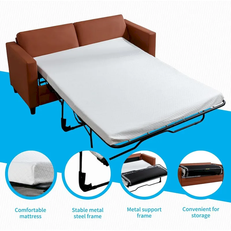 Mixoy Pull Out Sofa Bed,Modern Convertible Sleeper Sofa,2-in-1 Couch Bed with Mattress,Futon Couches