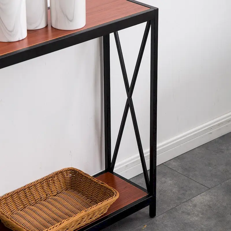 Triamine Board Cross Iron Frame Console/ Sofa Table