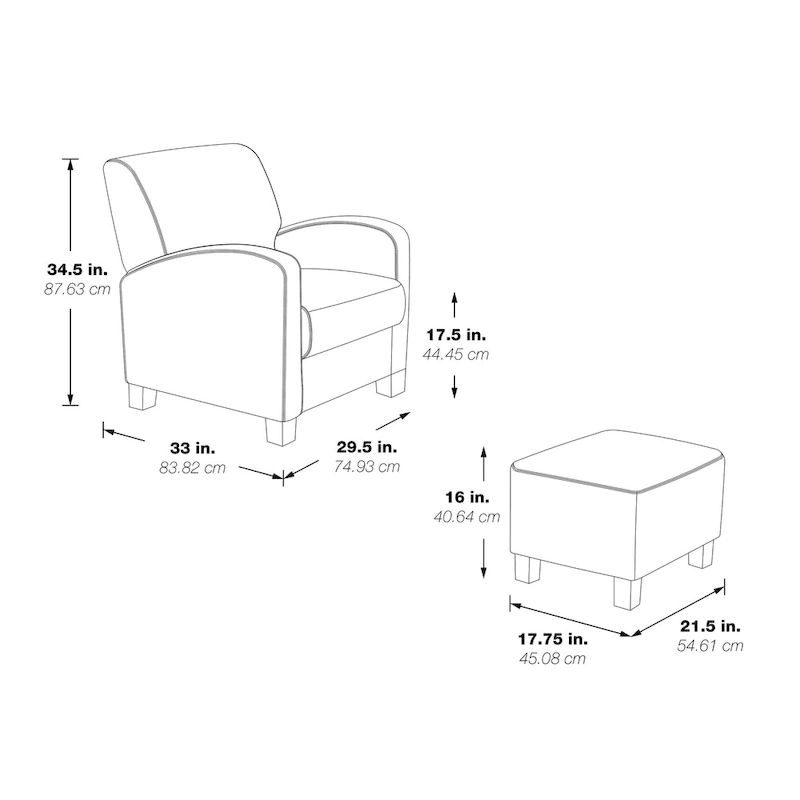 Aiden Chair & Ottoman with Espresso Legs