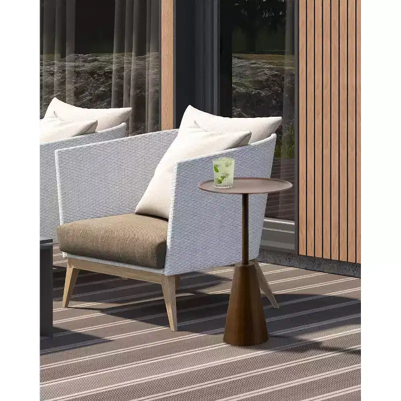 Round Side Table, 14x14x24, Gold
