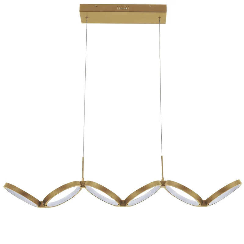 Dainolite Philo Modern and Contemporary 50W Horizontal Pendant, Aged Brass w/ White Silicone Diffuser