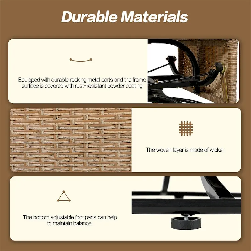 Rattan Egg Patio Swivel Chair with Cushions and Rocking Function