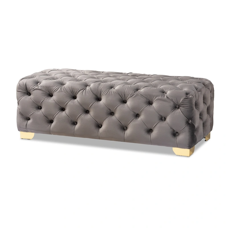 Gracewood Hollow Solanki Velvet Fabric Ottoman Bench
