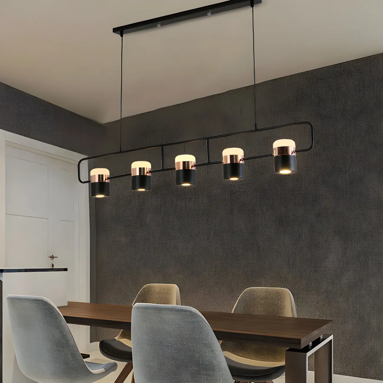 Kitchen Modern Black Cylinder Pendant Light