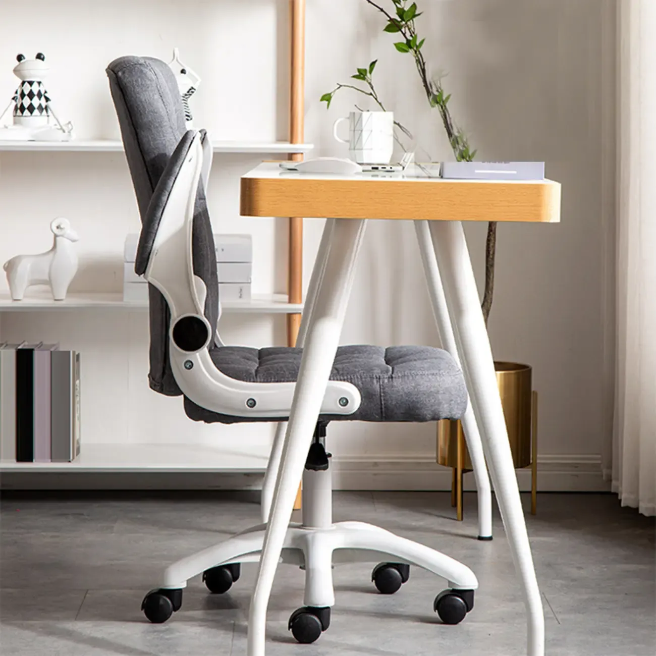 Tufted Brown Faux Leather Adjustable Swivel Office Chair