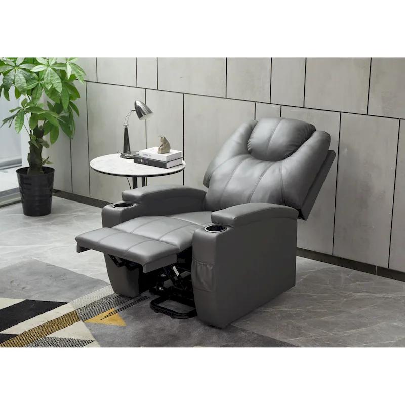 Recliner Chair Modern Recliner Sofa Faux Leather Recliners with Cup Holders, Remote Control