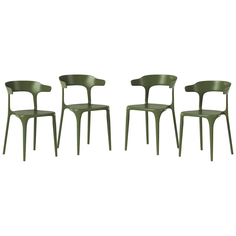 Frond and Form Outdoor Patio Modern Stacking Dining Side Chair (Set of 4)