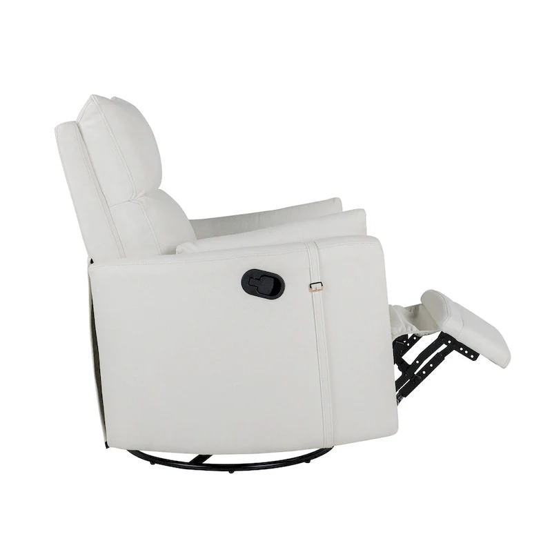 Beige Upholstered Swivel Rocker Recliner with Manual Recline, 360 Swivel, and Two Removable Cushions