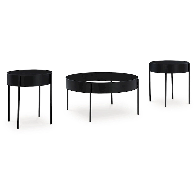 Signature Design by Ashley Ardoline Black Occasional Table Set (Set of 3) - 36 W x 36 D x 18.25 H
