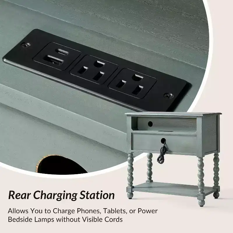 Jerardo 30 Tall 2-Drawer End Table with Built-in Charging Outlets Set of 2|ARTFUL LIVING DESIGNS