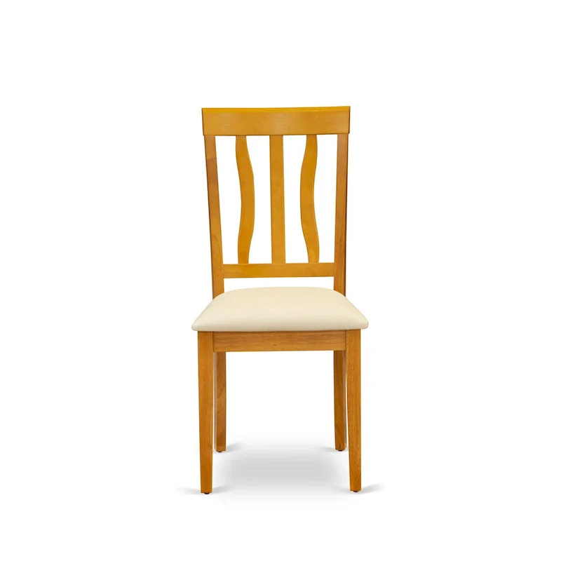 East West Furniture Dining Table Set- a Rectangle Dining Room Table and Faux Leather Chairs, Oak (Pieces Option)