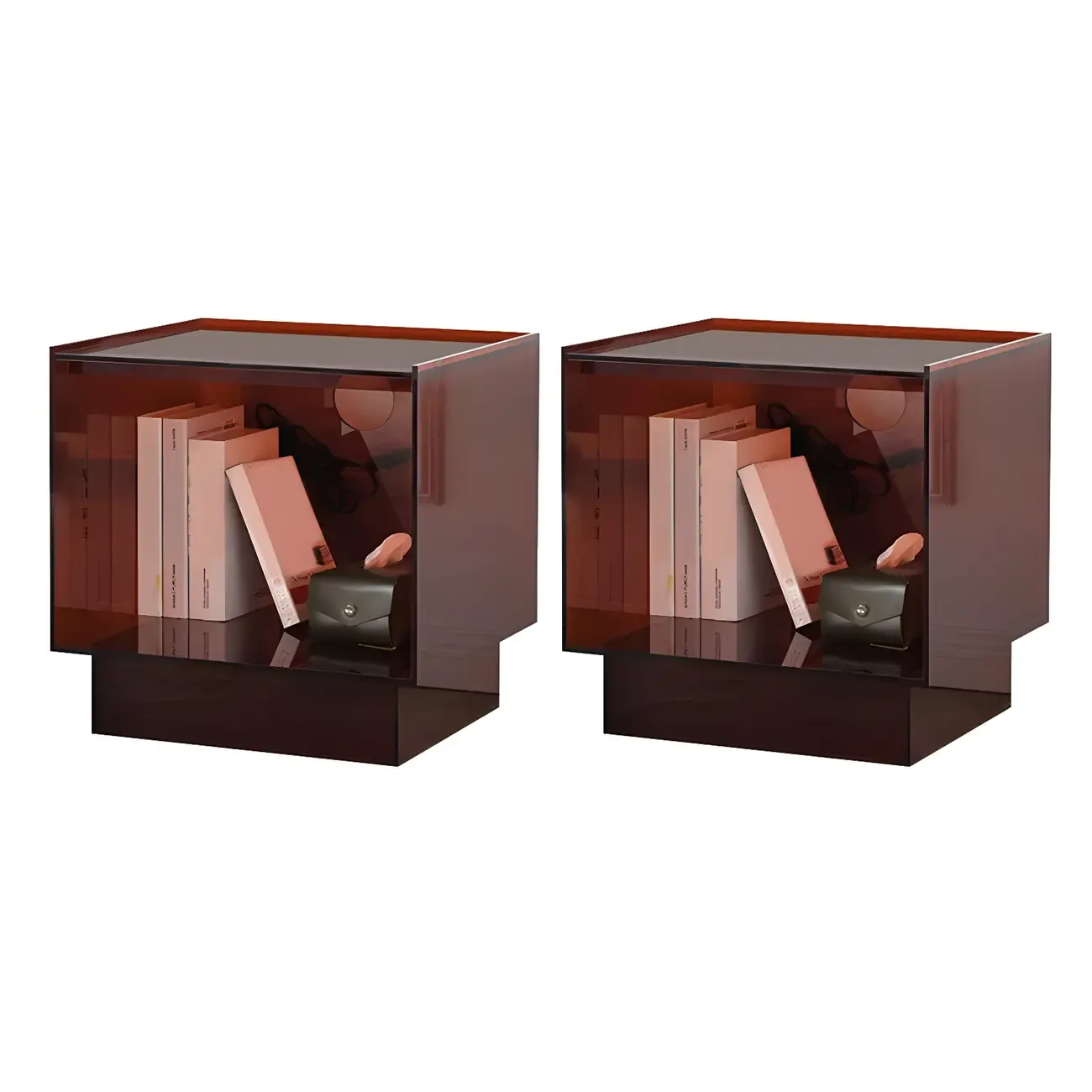 Modern Small Acrylic Nightstand with Drawer