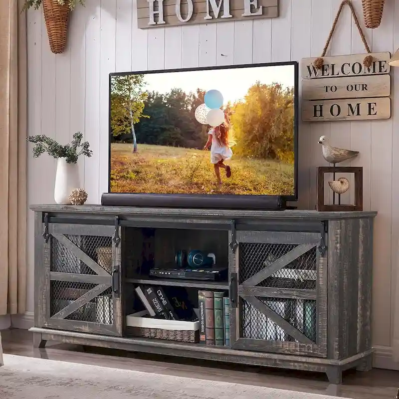 Industrial & Farmhouse TV Stand, Entertainment Center, TV Console