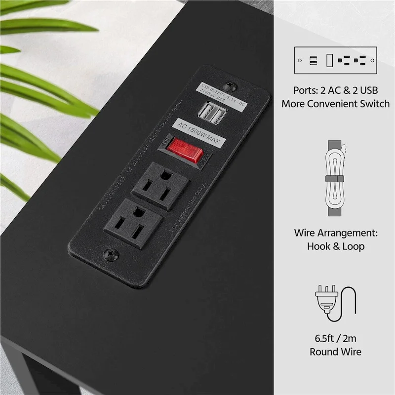 Yaheetech 2-Tier Narrow Sofa Table with Outlet Industrial Long Console Table