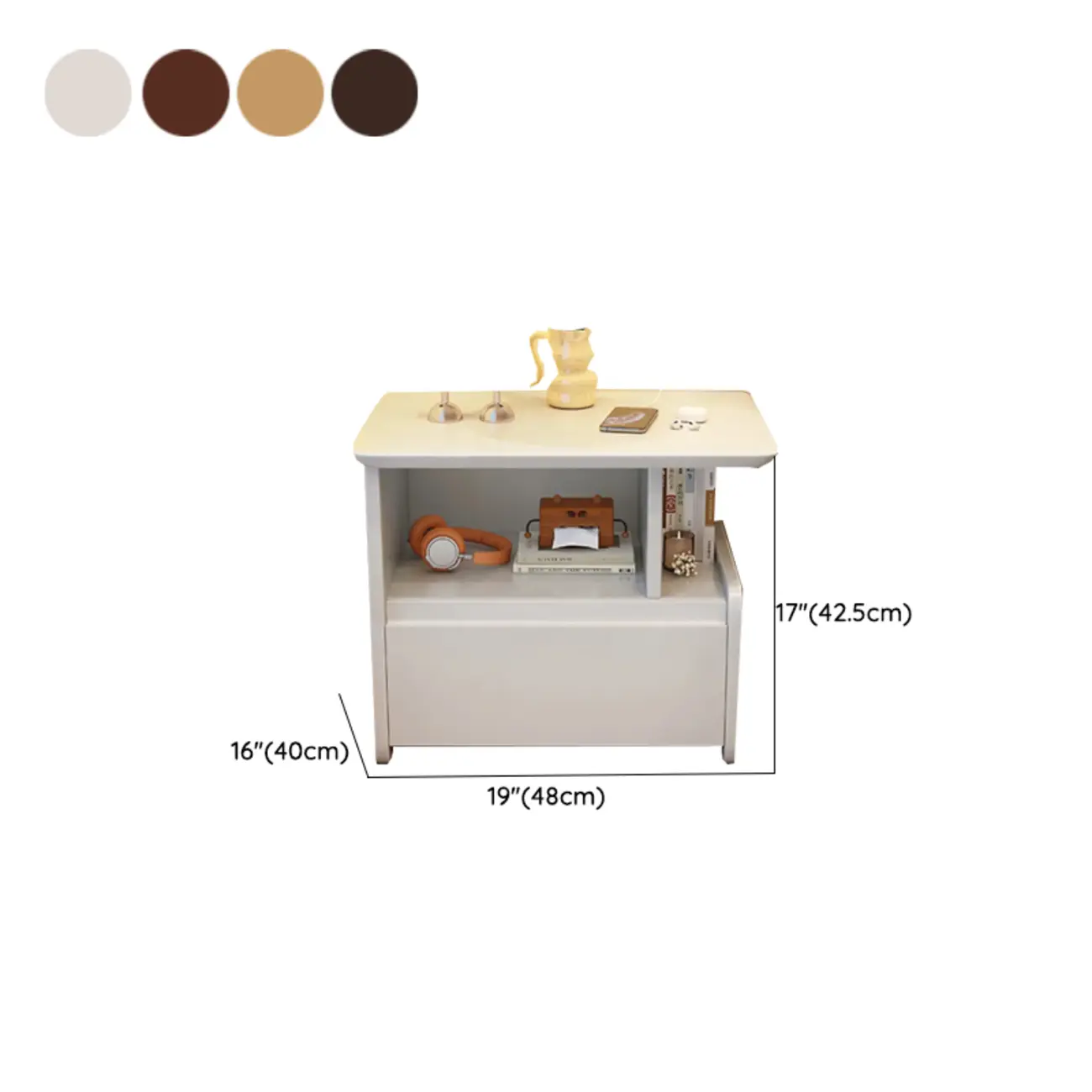 Classic Wooden Nut-Brown Nightstand with Drawer & Shelf