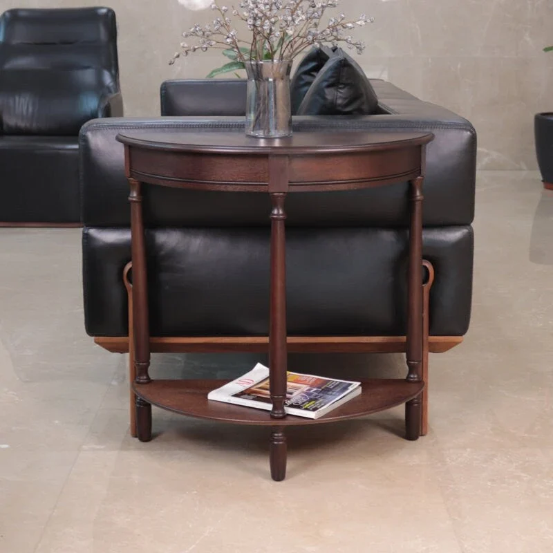 Simplify Half Round Accent Table, Walnut, 28.25w 11.8d 28.25h