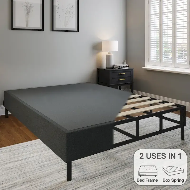 Omni 2-in-1 Metal Box Spring Foundation & Bed Frame, Headboard Brackets & Legs Included