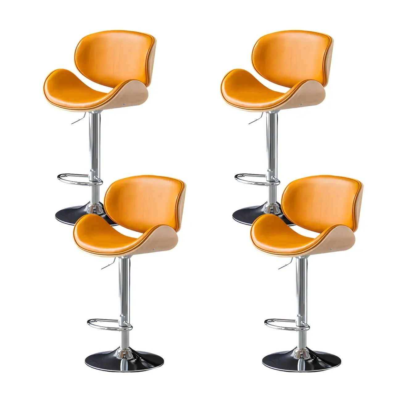 Arched Blackish Green Leather Swivel Adjustable Bar Stool