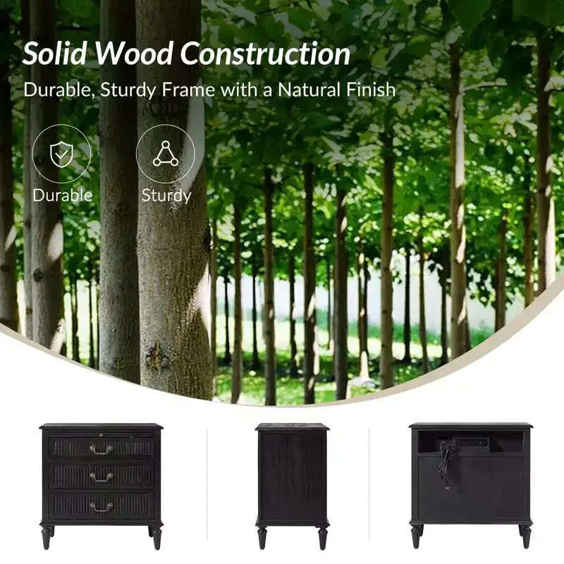 Herlinda 3-Drawer end table with Built-In Outlet Set of 2|ARTFUL LIVING DESIGNS