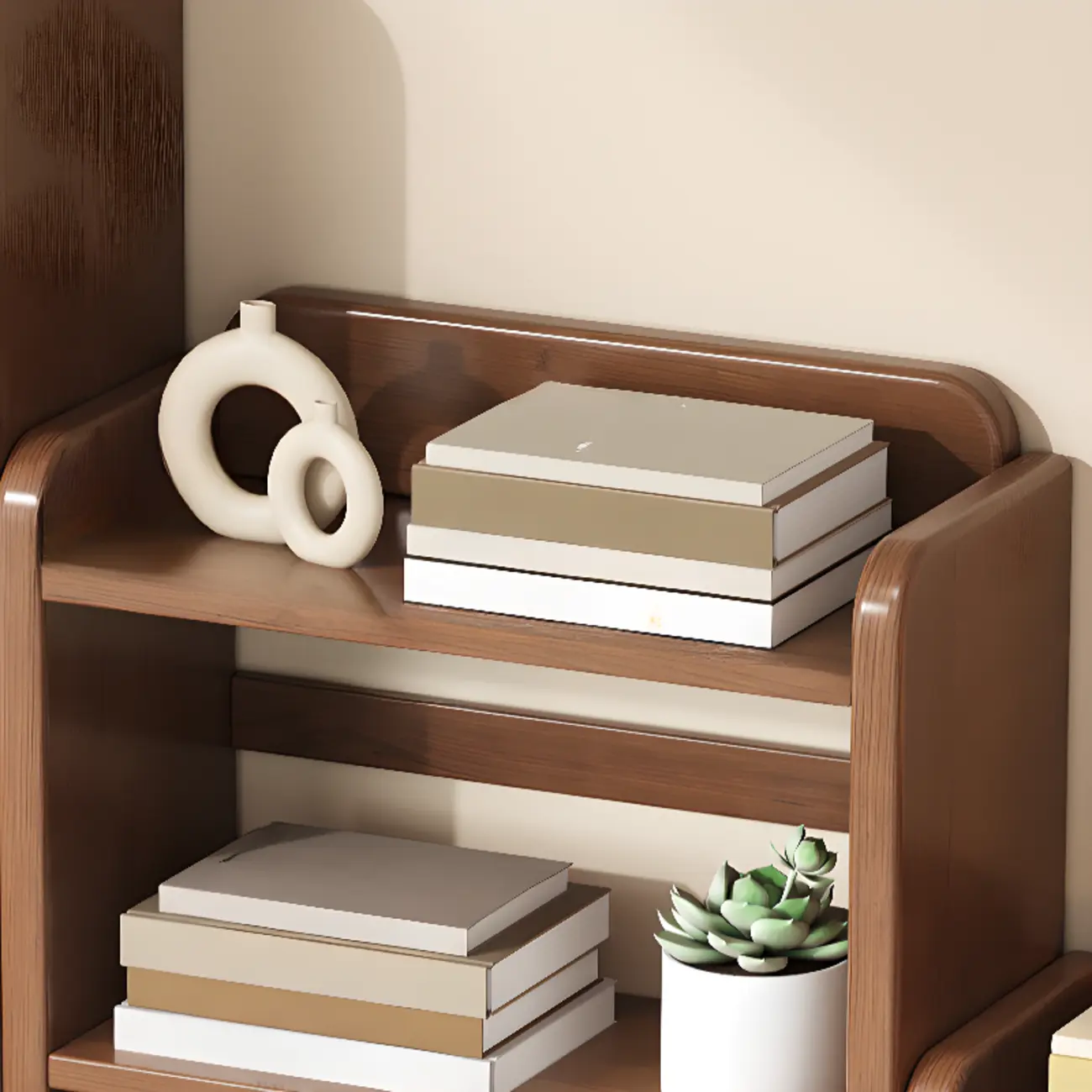 Rectangle Multi-Shelf Open Back Brown Wood Bookcase
