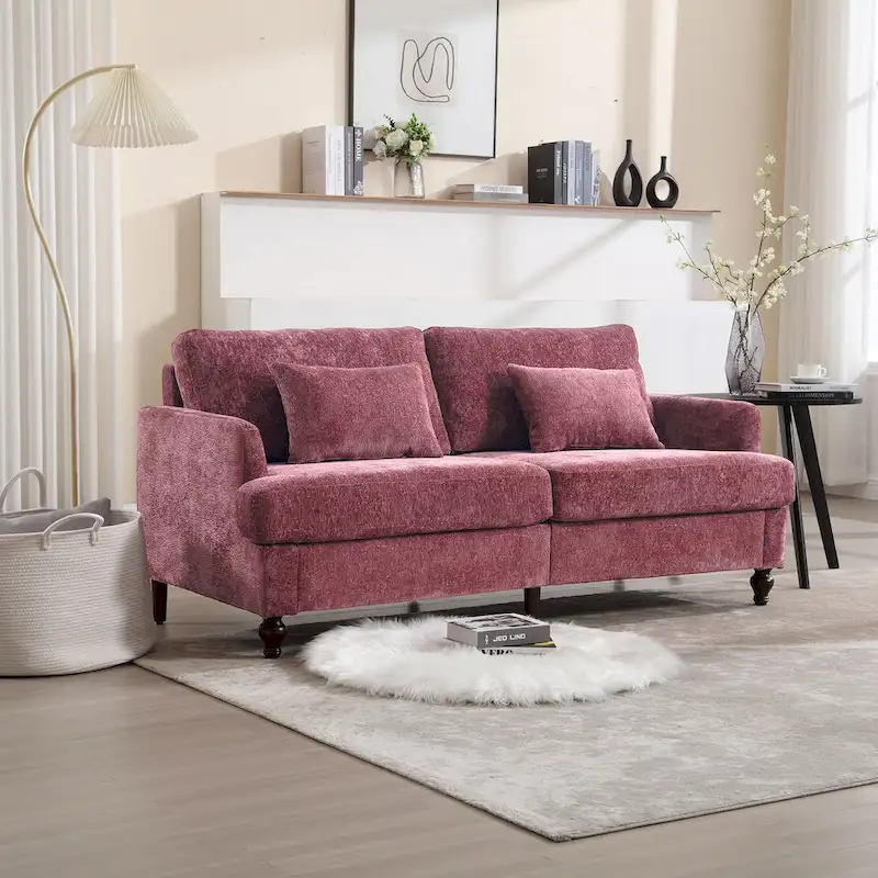 Modern Chenille Fabric Loveseat, 2-Seat Upholstered Loveseat Sofa