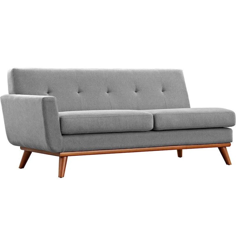 Engage Mid-century Modern Upholstered Fabric Left-arm Loveseat, Azure
