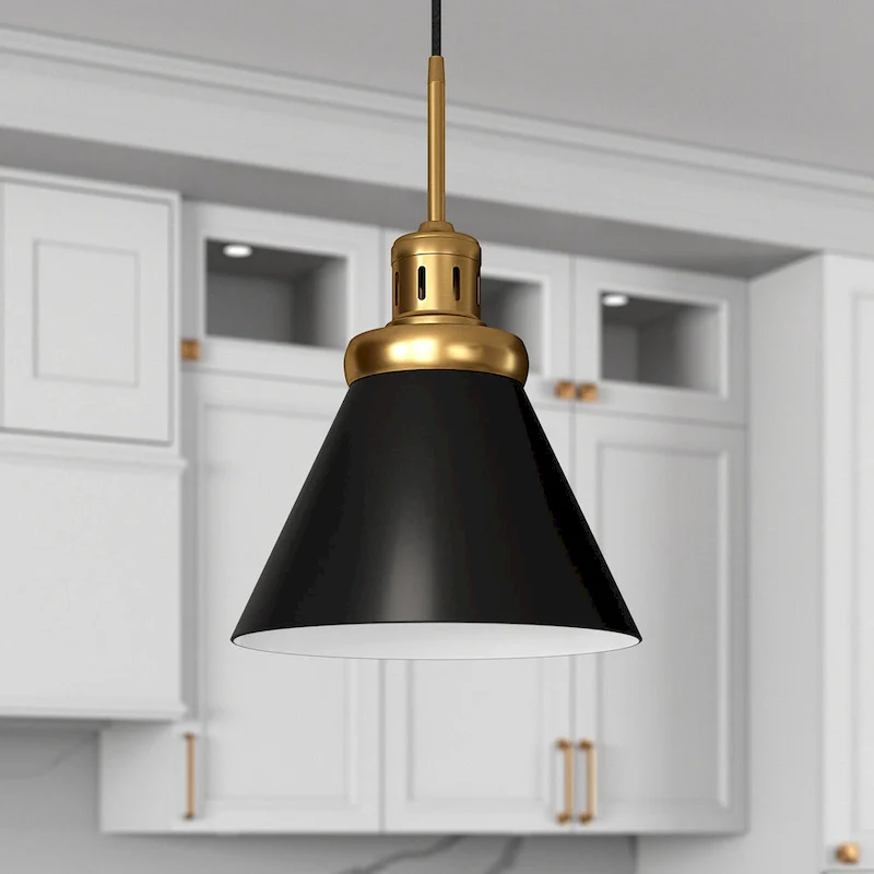 Zeno 12  Wide Pendant with Metal Shade