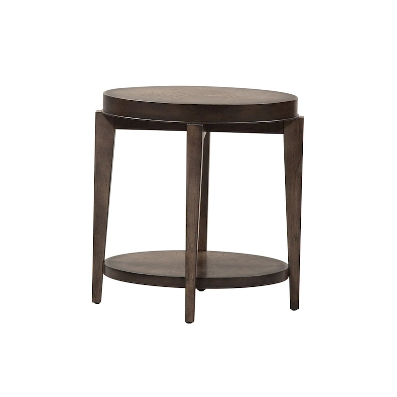 Penton Espresso Stone Oval Chair Side Table