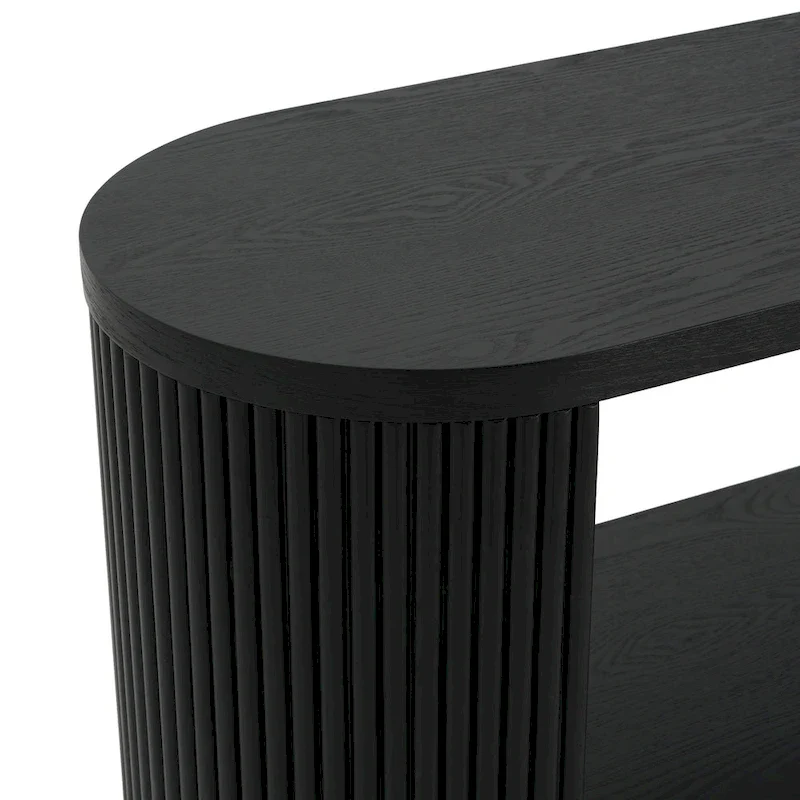 Modern Entryway Table (with Open Shelving and Elegant Wood Grain Design)