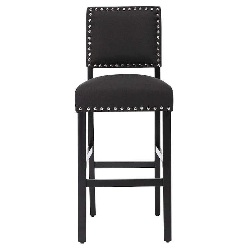 28 Inches Fabric Barstools Upholstered Bar stools Pub Chairs with Back and Silver Nailhead Trim Set of 2