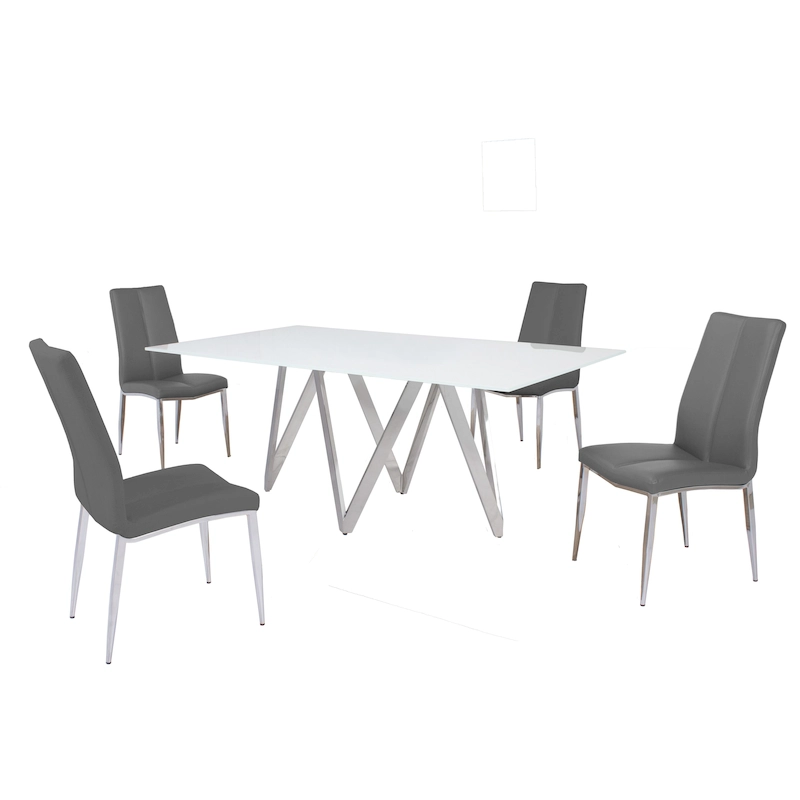 Somette Alyssa Starphire White 5-Piece Dining Set