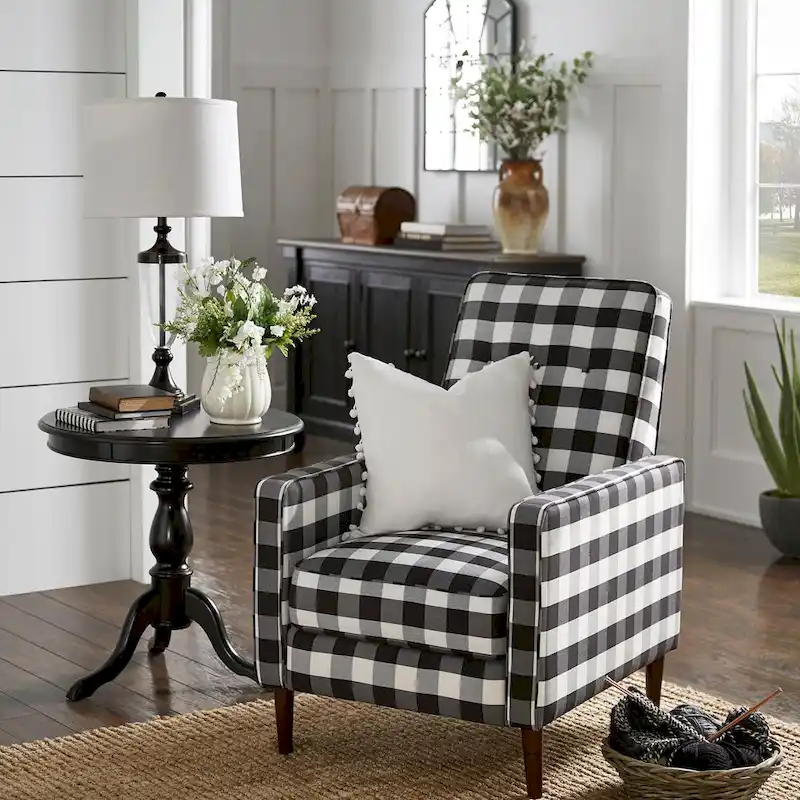 Ada Black and White Buffalo Check Plaid Accent Chair by iNSPIRE Q Classic