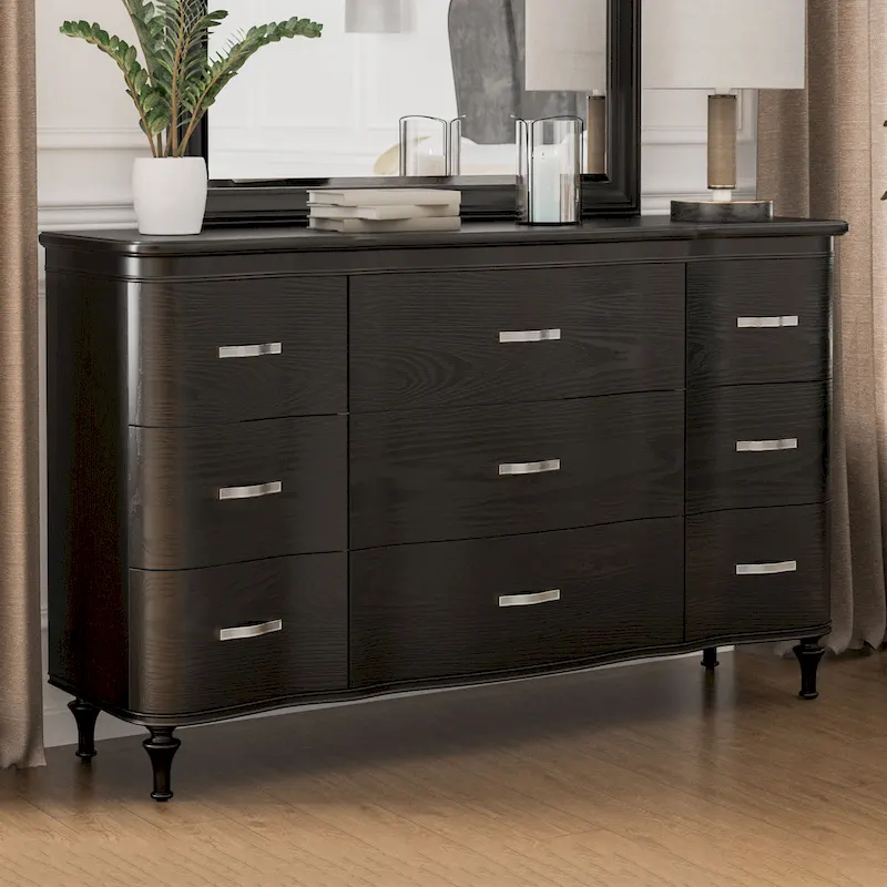 Furniture of America Seabliss Glam Solid Wood 9-Drawer Double Dresser