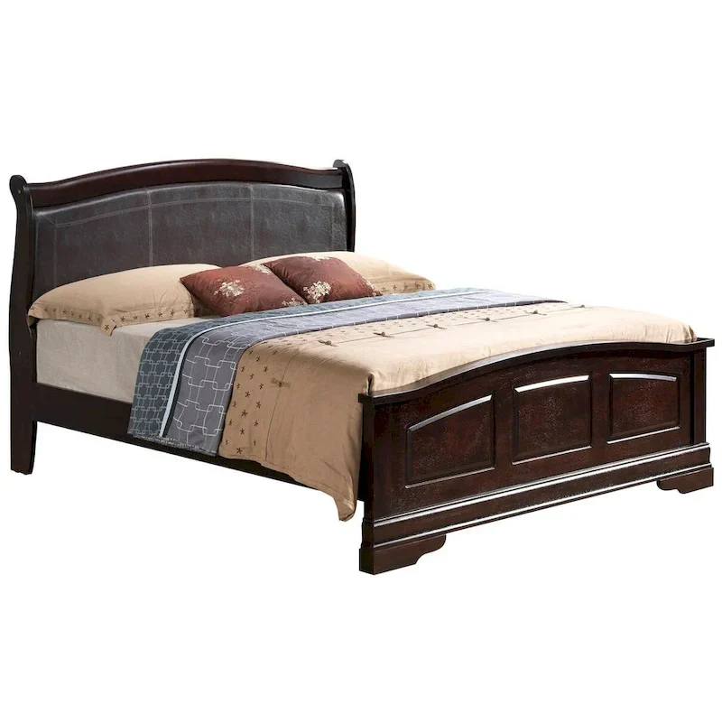 Upholstered Wood King Panel Bed