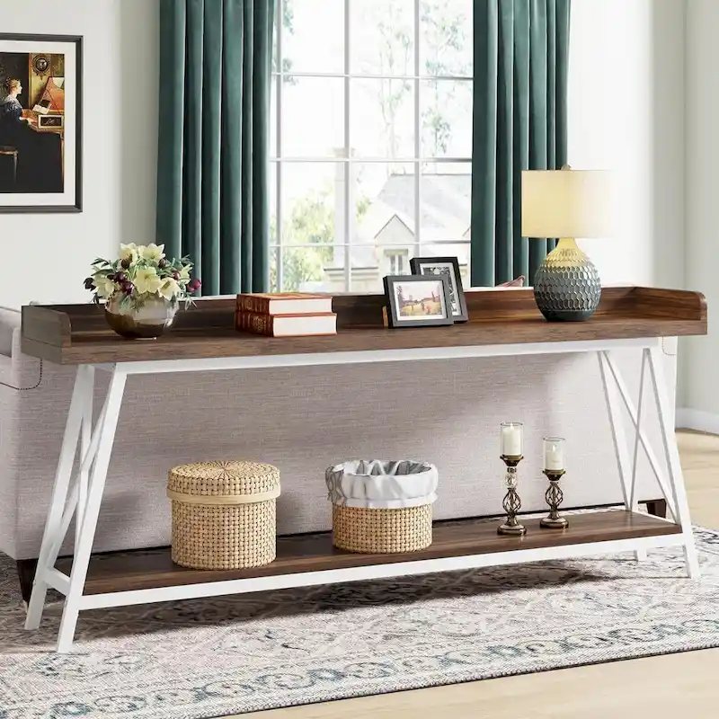 70.9 inch Long Sofa Console Table Behind Couch, Rustic Brown Entryway Table